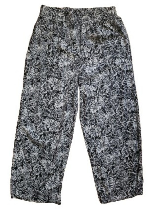 Sigrid Olsen Pants - Sigrid Olsen Linen Black/White Tropical Leaf Pants Size M